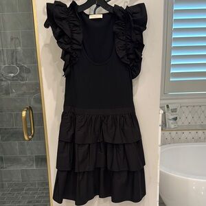 Ulla Johnson Black Ruffled Sleeveless Dress